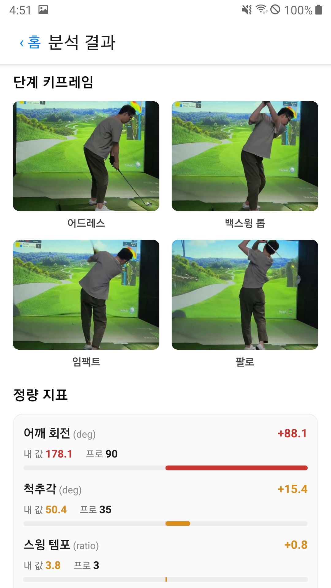 스윙코치 — 4단계 자동 분해